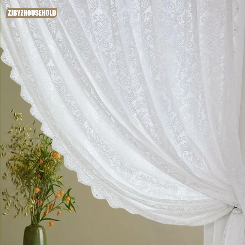 

French Vintage Curtains Dream Lace Customized Gauze Curtains Living Room Balcony Bedroom Curtains Translucent Opaque