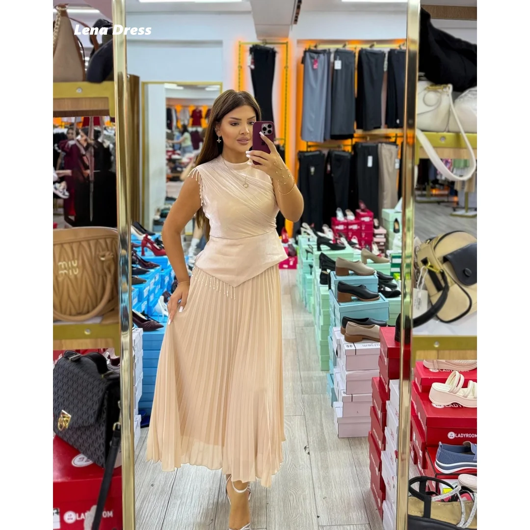 

Lena Prom Dresses 2025 Luxury Dresses for Party Dresses Woman 2025 Customized Women's Prom Dress Sleeveless Round Neck Beaded