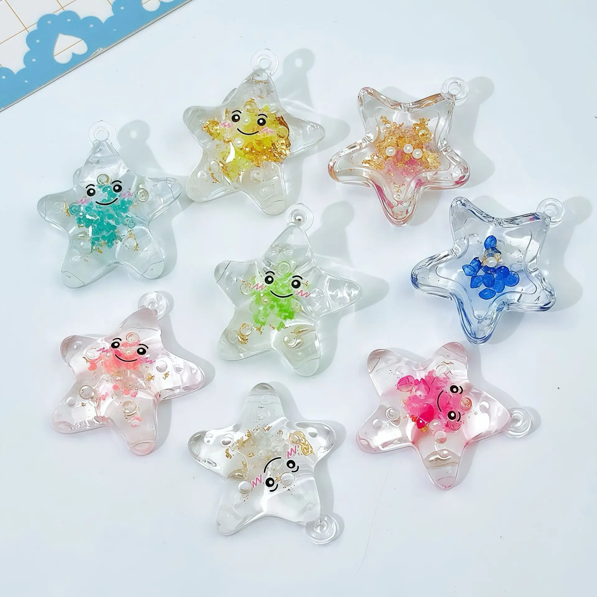 5Pcs Glow In Dark Cute Smiley Starfish Charms Acrylic Pendants DIY Jewelry Accessories For Earrings Necklaces Keychains view 4