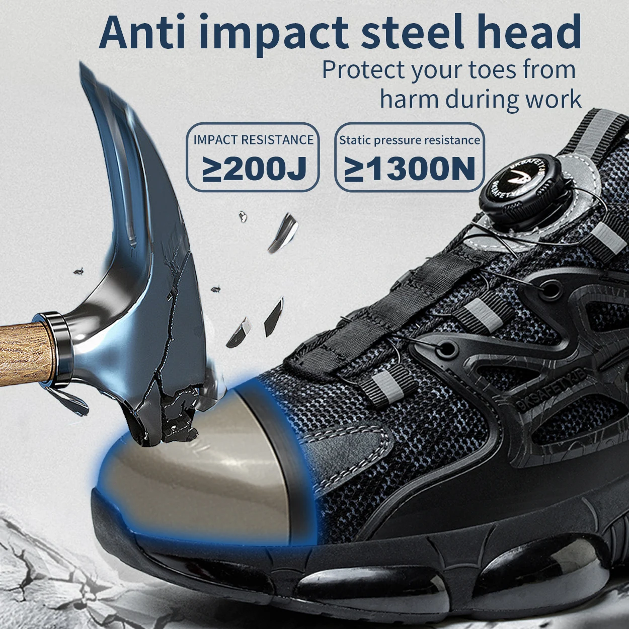 Rotating Button Safety Shoes Men Black Work Sneakers Indestructible Shoes Puncture-Proof Protective Shoes Work Steel Toe Boots