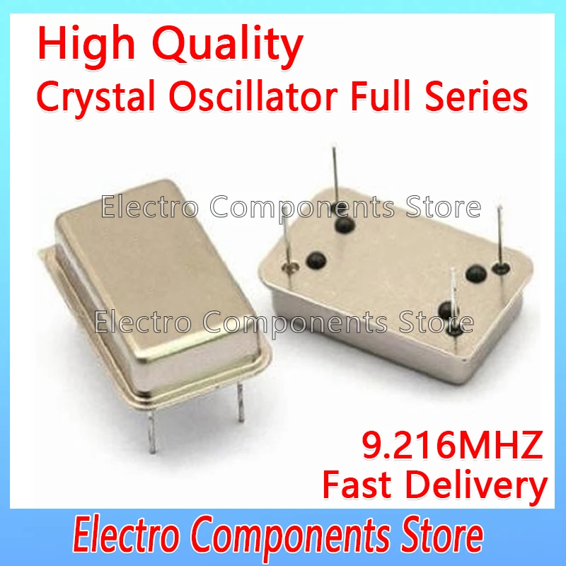 2PCS Crystal Oscillator Throught Hole Active Crystals 9.216MHz 9.216M OSC DIP-4 Rectangular Clock Vibration Full Size 4Pin