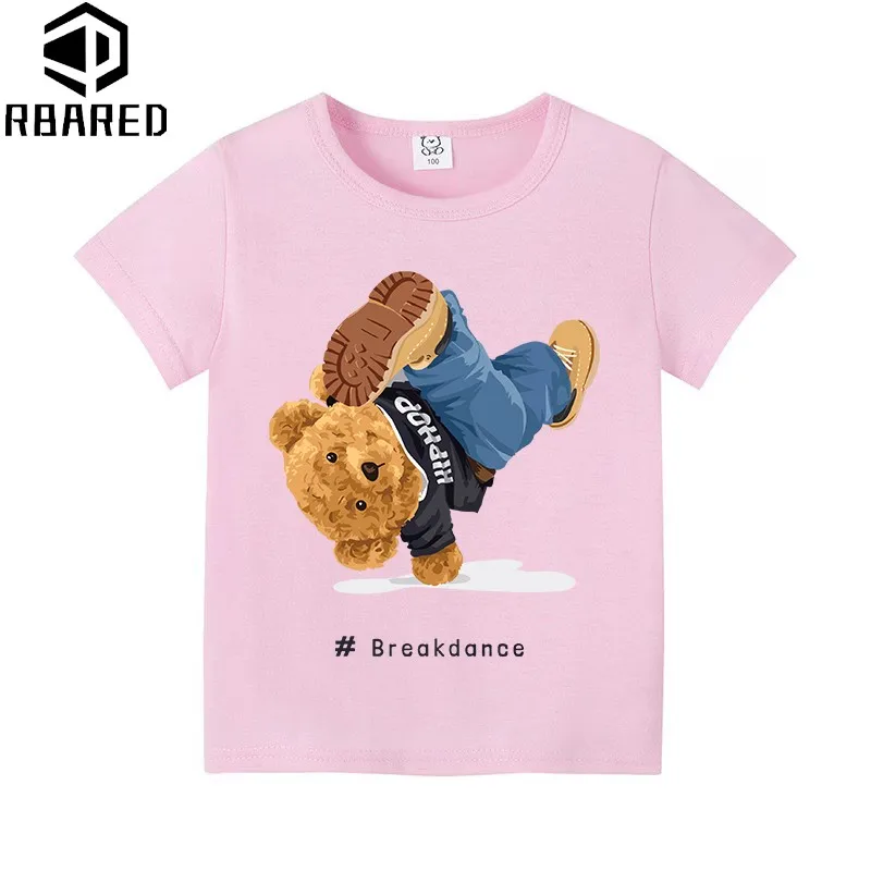 Trendy Teddy Bear Children\'s T-shirt 100% Cotton Boys Clothes Stitch Tops Top Shirts Brands Short Sleeve 2024 Kids Clothes Stich