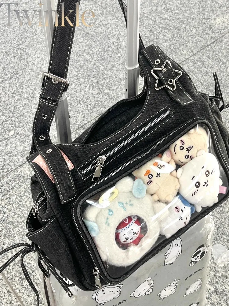 Anime ACG Ita Bag Denim Shoulder Crossbody Bag Small Capacity Commuter Daily 2 Way Women Purse