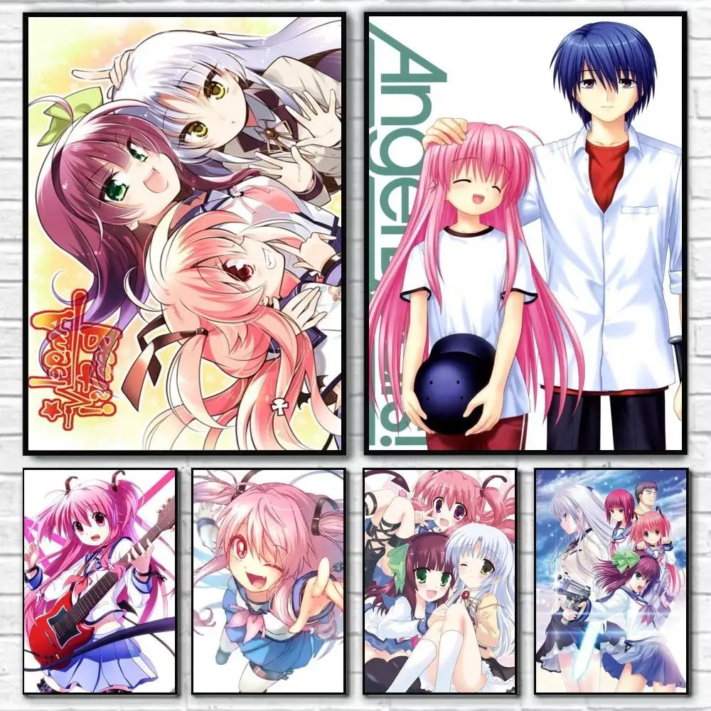 Yui et Hinata Angel Beats!  Poster Waterproof HD Art Wall Decal Self-Adhesive Print