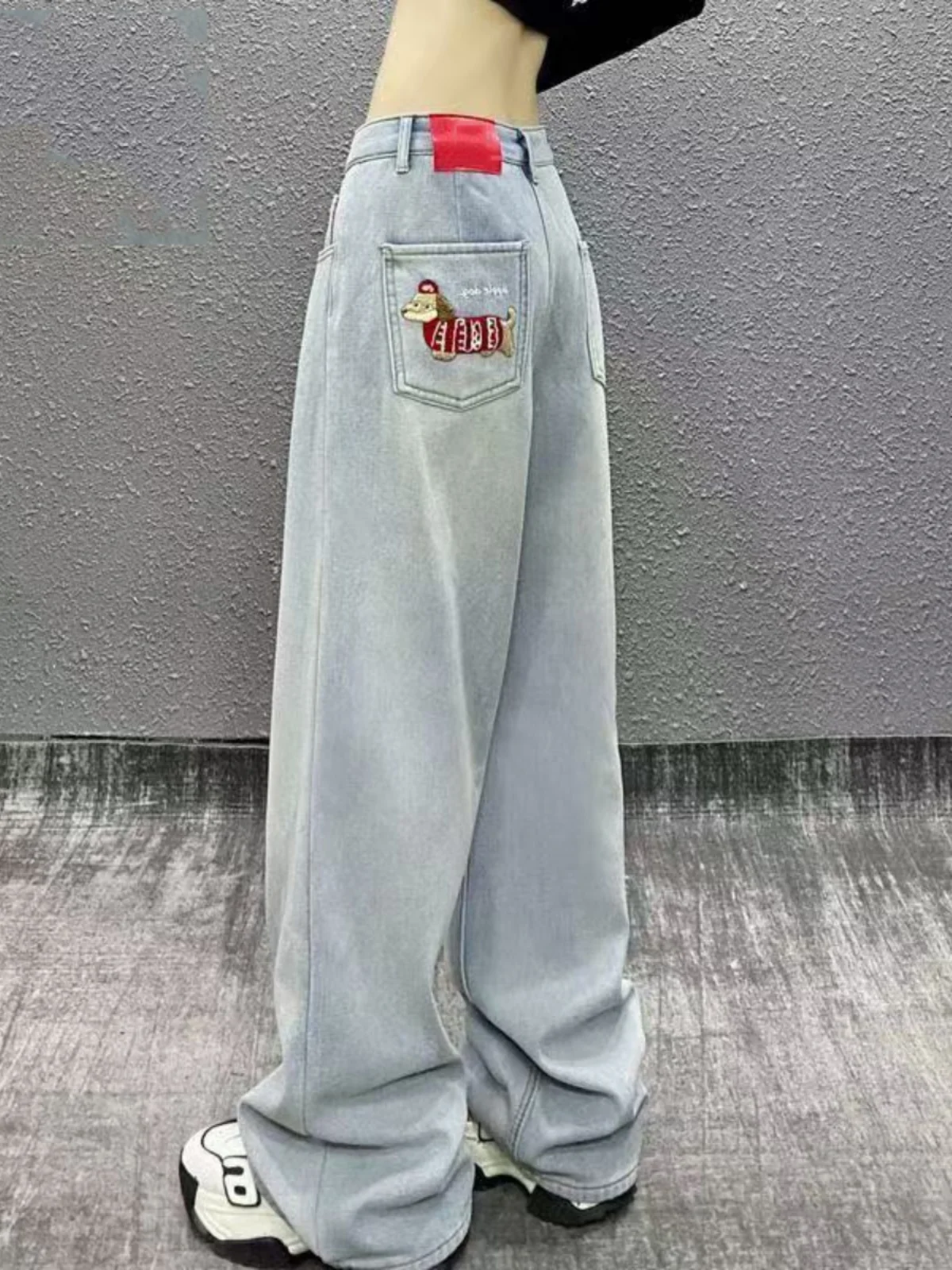 

Light Wa High Waist Wide Leg Jeans Women's Spring New Sle Casual Decorative ket Loose Slimming Straight Cut Denim Pants