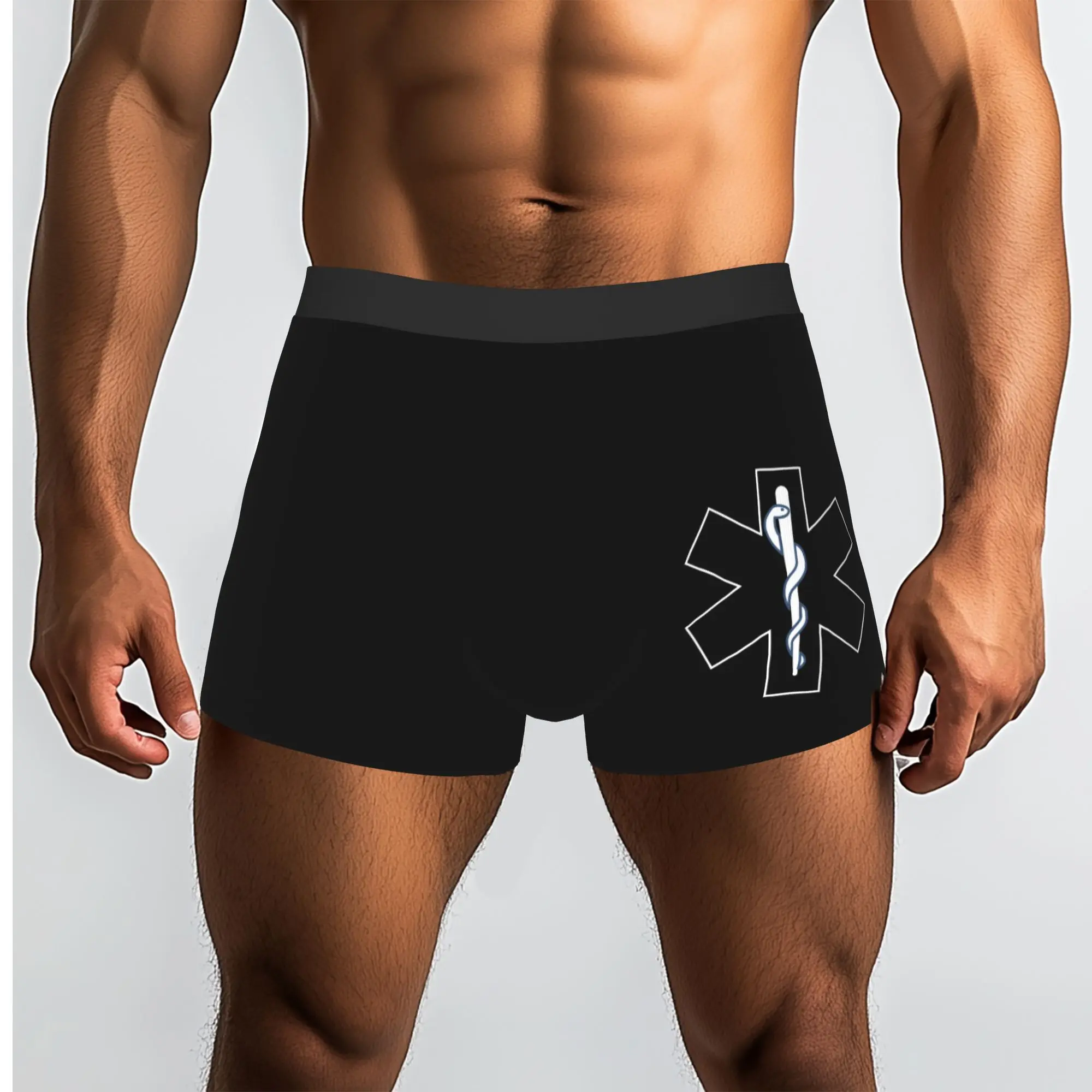 Custom Paramedic Star of Life Underwear Men Print Emt Emergency Medical Symbol Boxer Briefs Shorts Panties Soft Underpants
