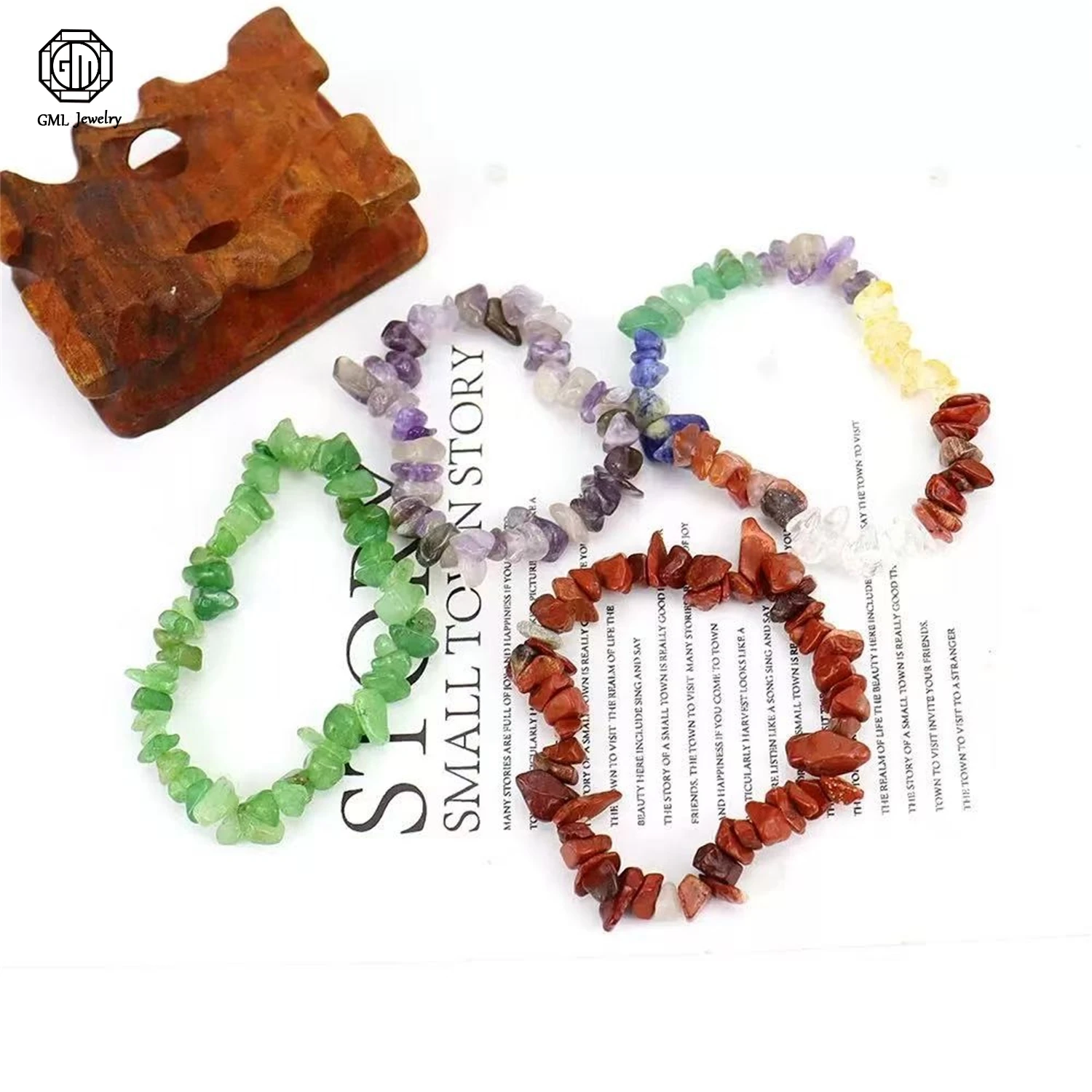 Natural Irregular Crushed Stone Beaded Stretch Bracelet Crystal Creative Unisex Women Men Exquisite Retro Jewelry Gift