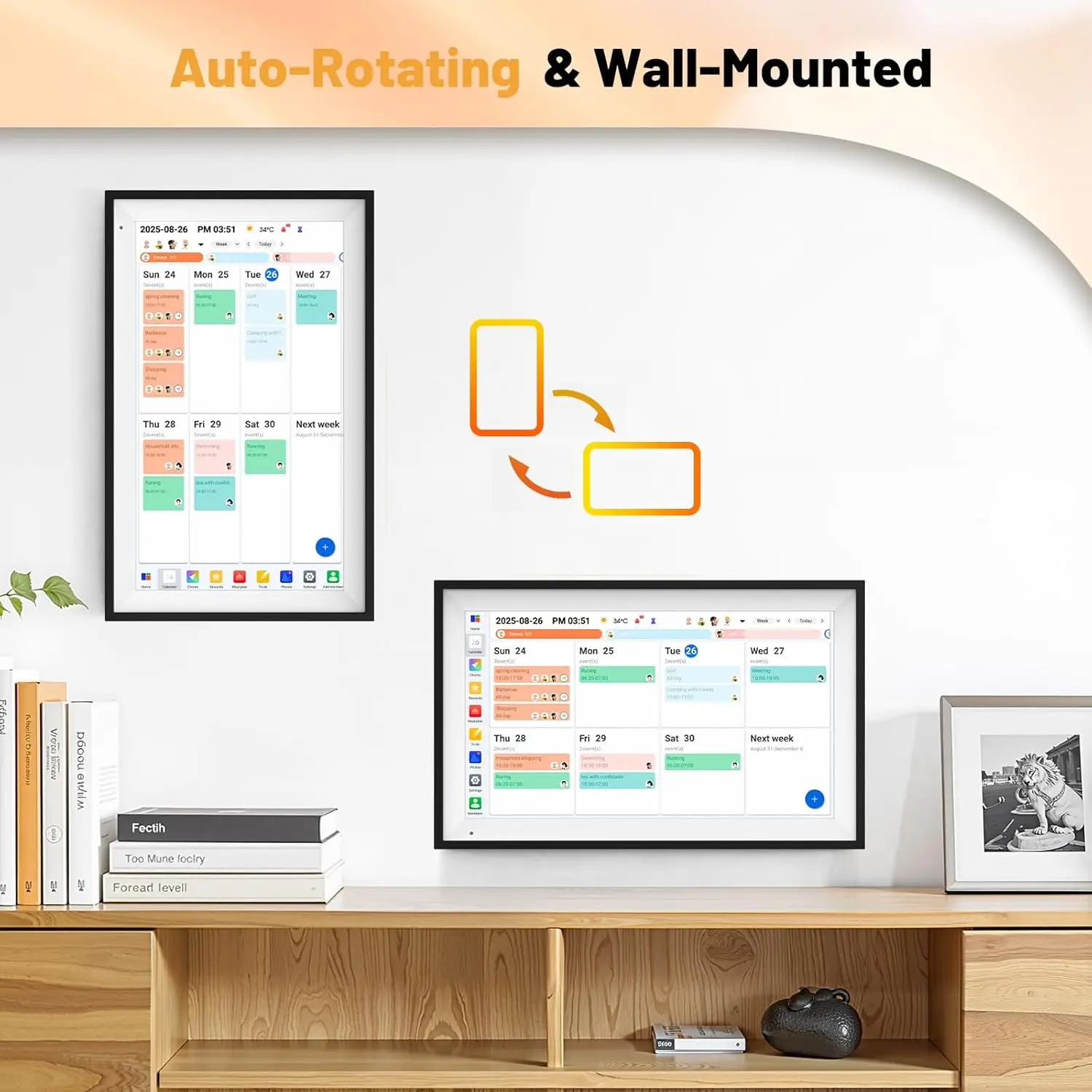 AHXJKA 15.6 Inch 64G Digital Smart Calendar Chore Chart FHD Interactive Touch Wall Desk Mount Electronic Smart Family Planner