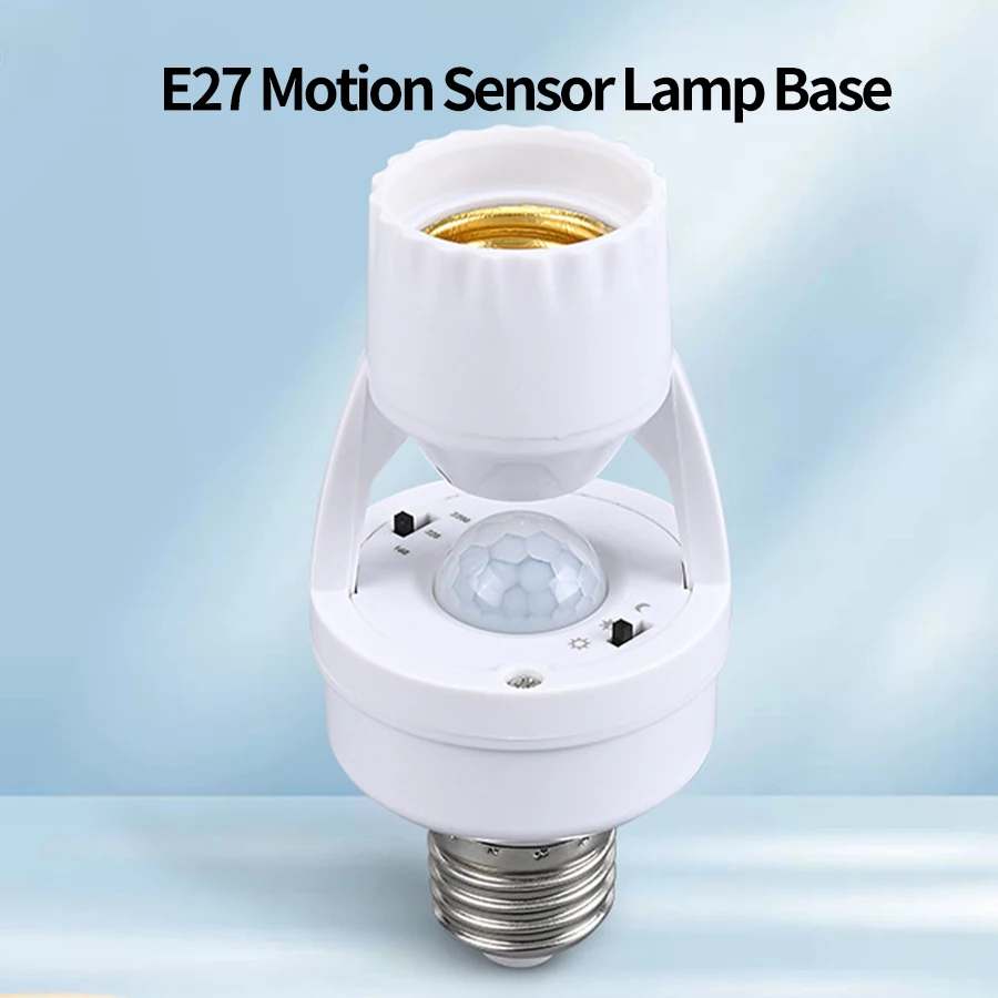 Smart Led Bulb Switch PIR Motion Sensor E27 E26 Lamp Base Bulb Holder Socket Adapter Converter AC 85-265V Adjustable Detector