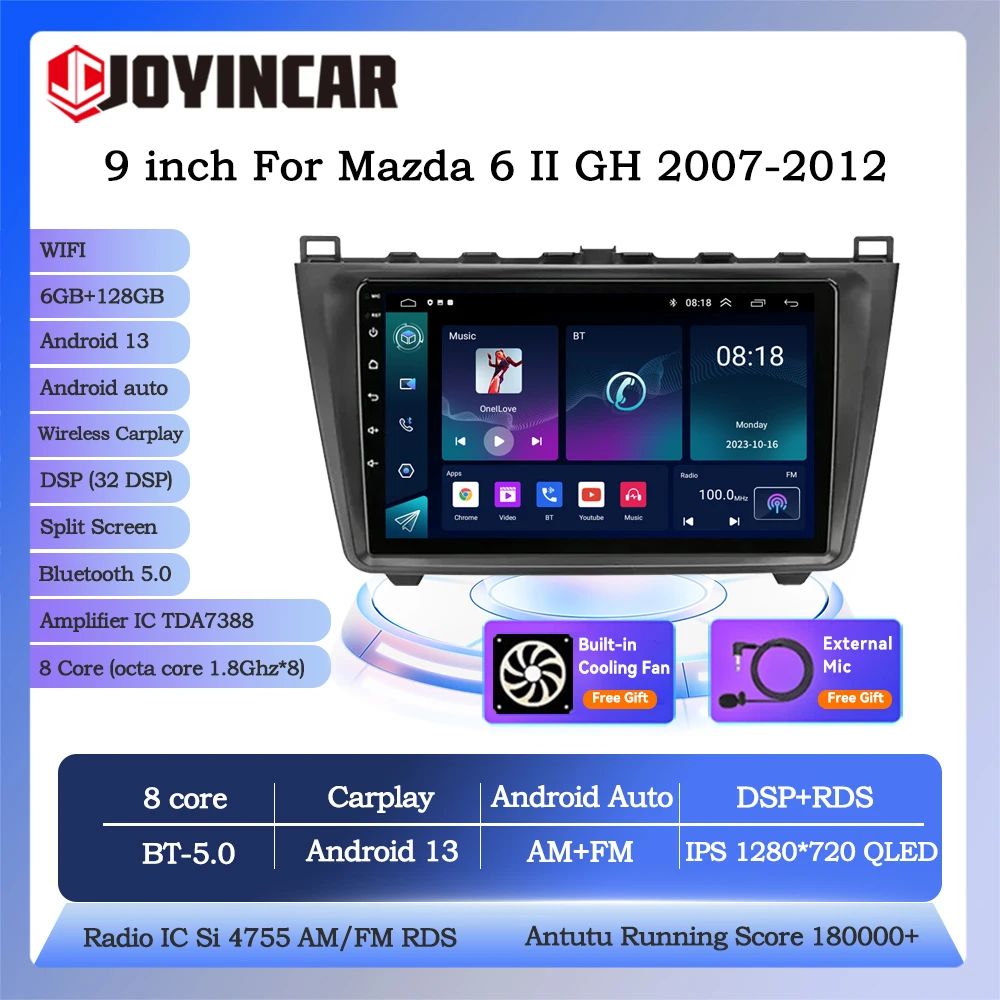 

Joyincar 2 Din Android 13 Car Radio For Mazda 6 II GH Rui Wing 2007-2012 Video Multimedia Player 4G Carplay GPS Autoradio Stereo