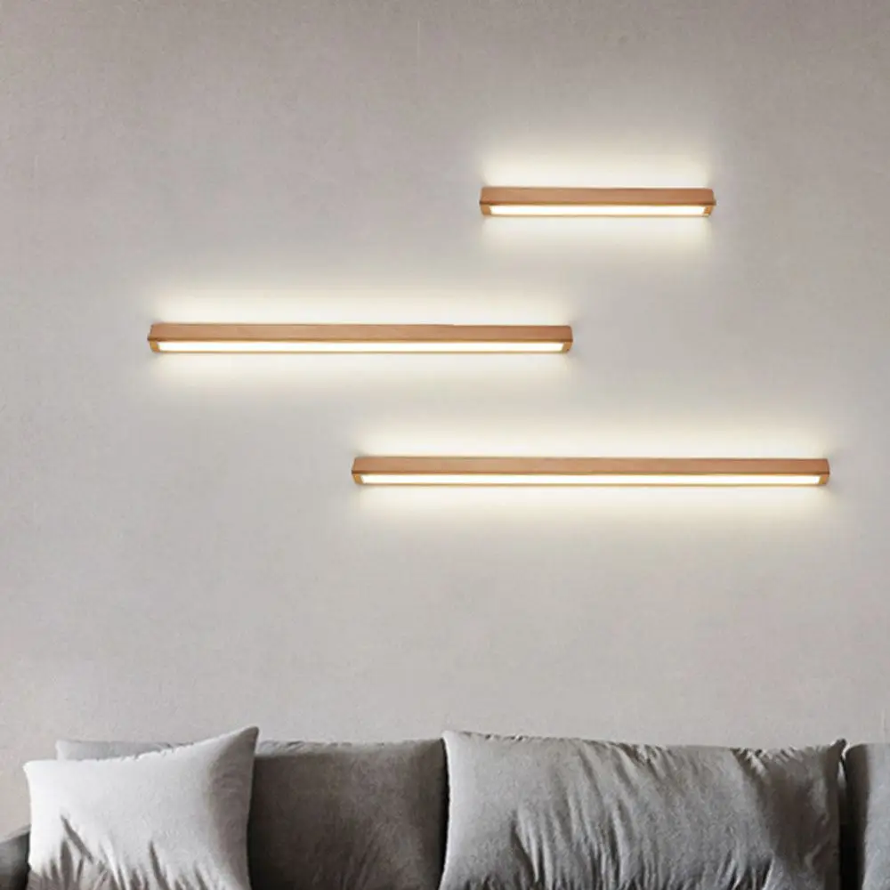 

Bathroom LED Wall Sconce Modern Strip Wooden Corridor Dining Room Wall Lamp Hallway Acrylic Bedroom Wall Lights Fixture