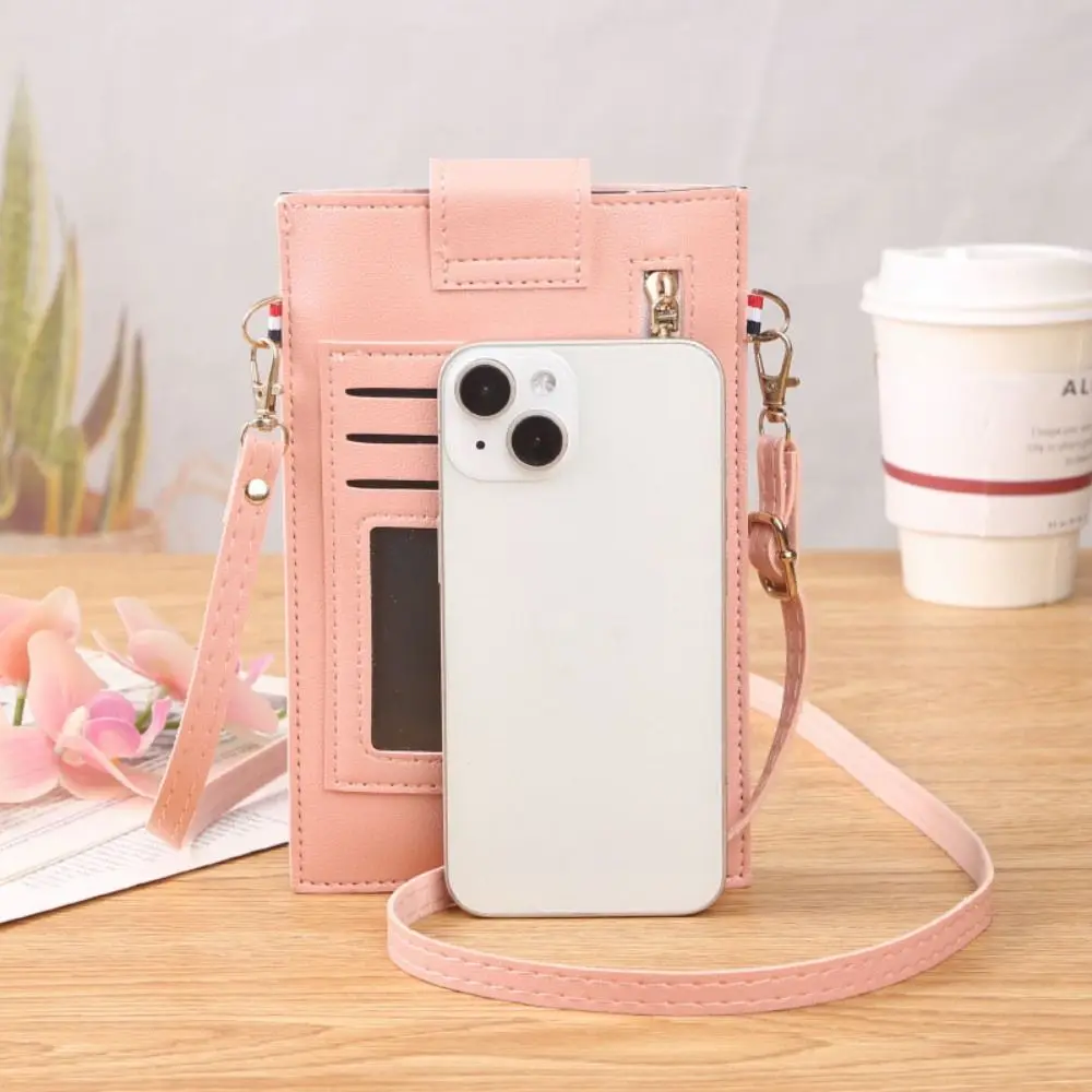 Cute PVC Vertical Shoulder Phone Bag Vertical Shoulder Cell Phone Purse Square Mini Student Crossbody Bag Card Holder Bag