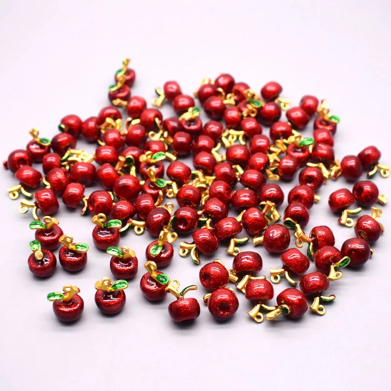 4pcs 3D Apple Fruit Charm Pendant Jewelry Making Alloy Drop Oil Pendant DIY Bracelet Earrings Decorative Pendant Accessories