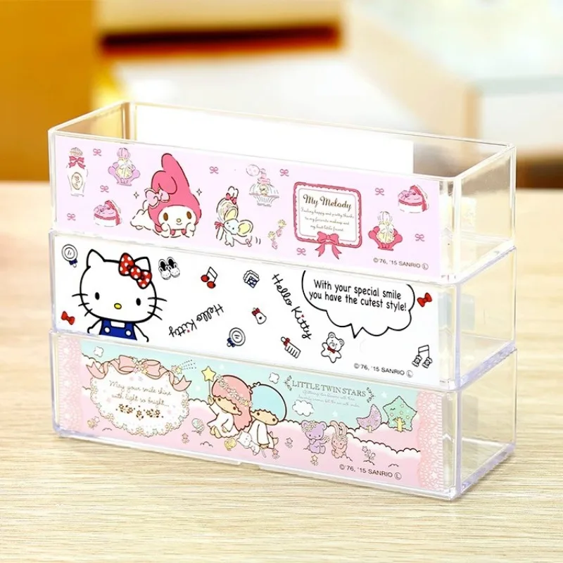 

Kawaii Hello Kitty Storage Box Cute Cartoon Large Capacity Rectangular Makeup Box Desktop Women Supplies Student Gift Wholesale