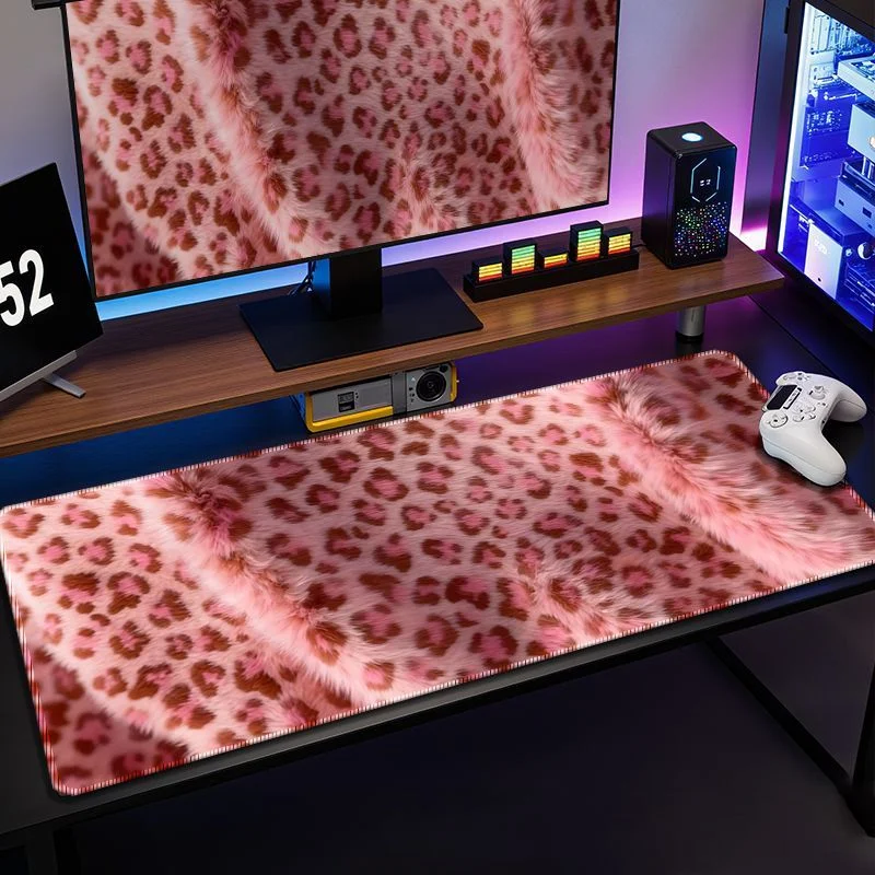Pink Sexy Leopard Print Girl Mouse Pad Gamer HD Custom Mousepad Natural Rubber Office Mouse Mats Desktop Computer Desk Pad
