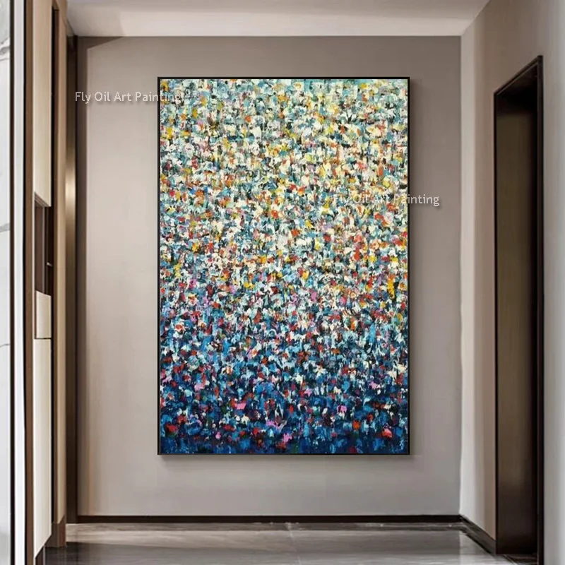 Handmade Blue Color Messy Abstarct Simple Design Oil Painting On Canvas Modern Home Wall Artwork For Living Room Decor New Art