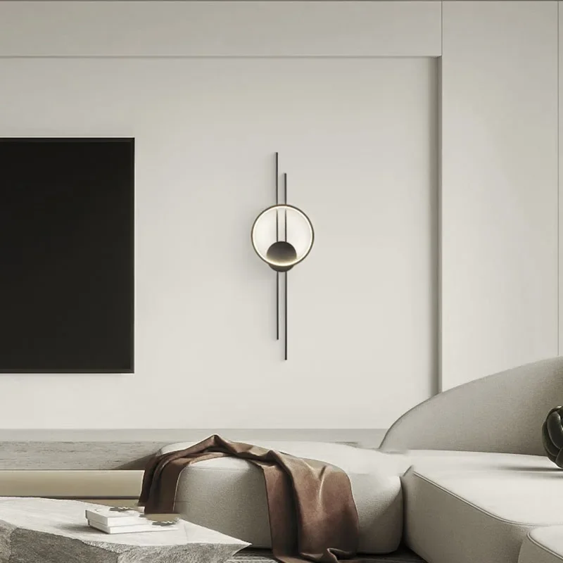 Postmodern Copper Wall Lamps Bedsides Foyer Aisle Corridor Lighting Wall Sconces 3 Color Temperature Dimming LED Light Luminaire