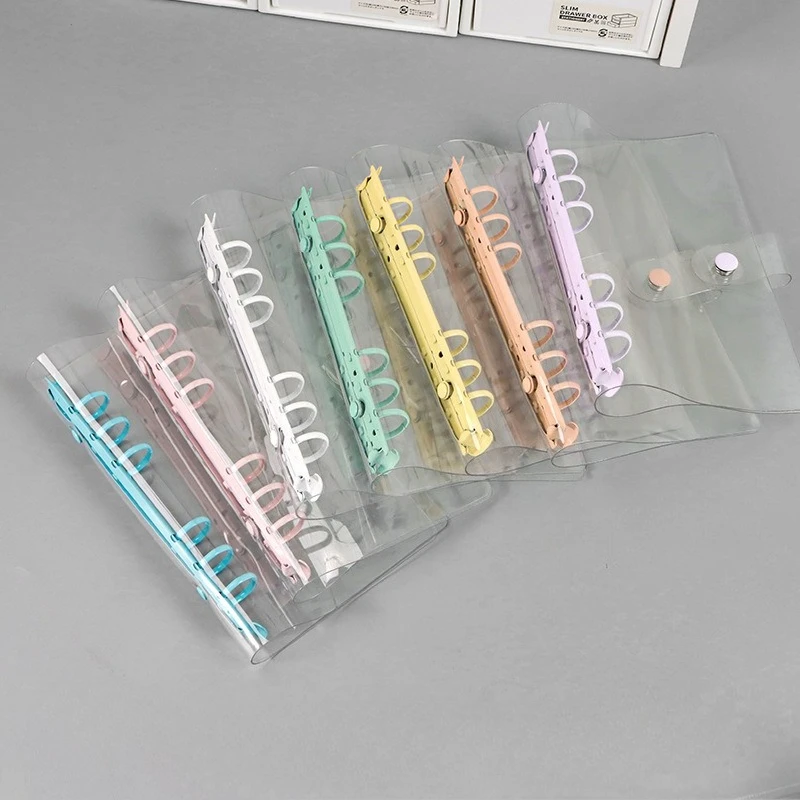 

Прозрачный блокнот с кольцом INS, повседневный многоразовый журнал A5 A6 в японском стиле с кнопкой-кнопкой, планировщик с 6 отверстиями