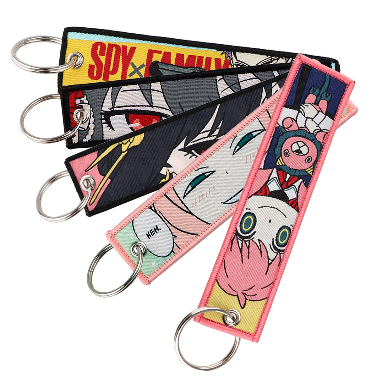 Japanese Anime Embroidery Keychain for Motorcycles Key Fobs Holder Key Tag Keyring Fashion Accessories Chaveiro