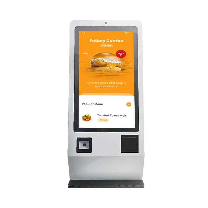 

Wifi touch screen payment kiosk sensor ordering display with printer for restaurant with desktop stand