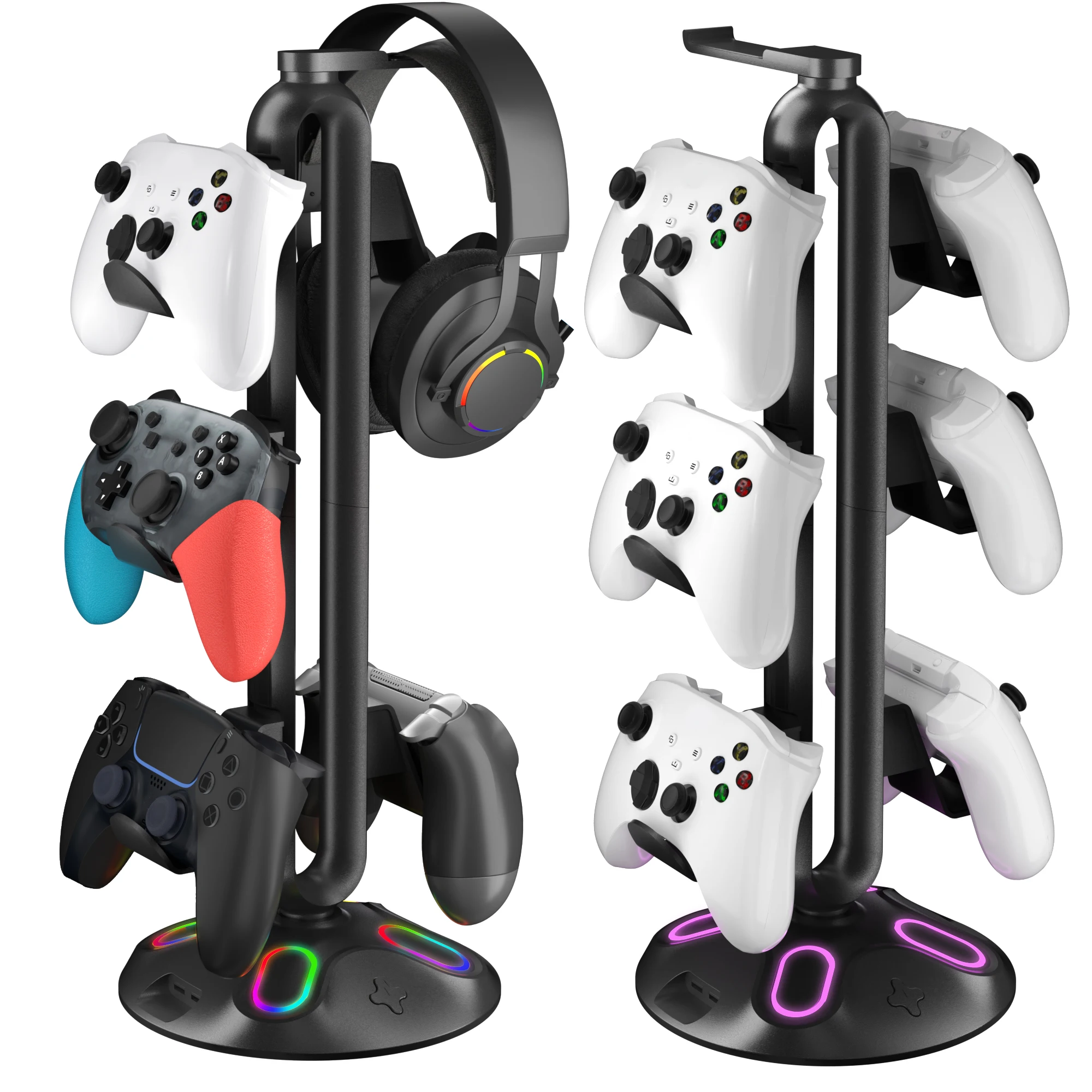 

Gaming Accessory Xbox Controller Holder for Desktop with Hub 2 USB Ports&3.5mm Jack Support for Control and RGB Headphone Stand