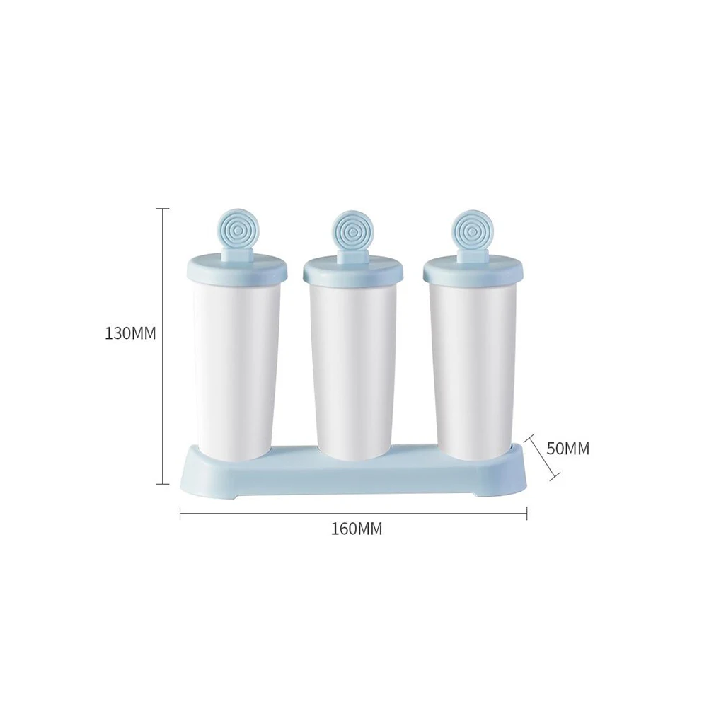 

2pcs Ice Cream Mold 3 Grids Kitchen Ice Cube Mold For Pudding Jelly Diy Popsicle Maker Plastic Freezer Tray Blue White