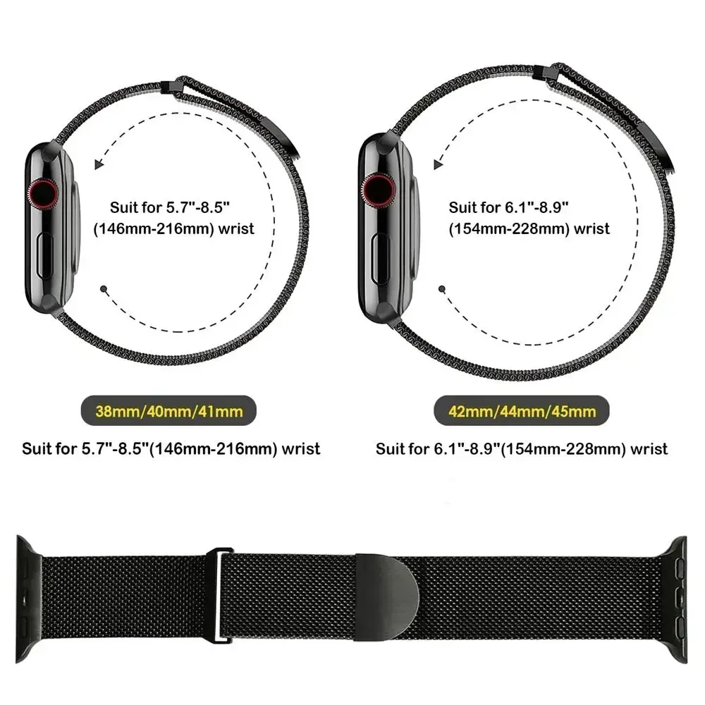 ห่วงแม่เหล็กสําหรับ Apple Watch Band 44 มม.40 มม.45 มม.41 มม.42 มม.38 มม.สร้อยข้อมือสแตนเลส iWatch Series Ultra 9 8 SE 7 6 5