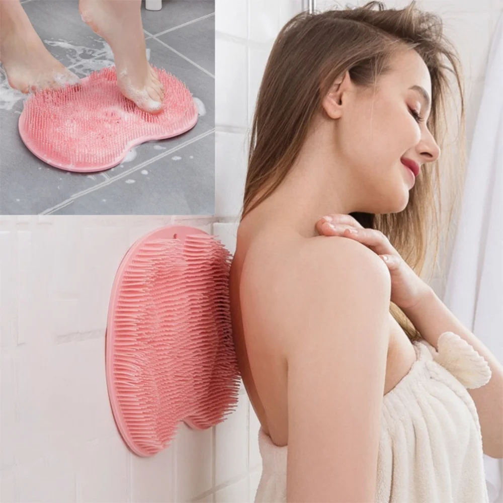 

Body Cleaning Bathing Tools Exfoliating Shower Bath Mat Massage Scraper Bathroom Non-slipBack Massage Brush Silicone Foot Wash