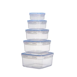 Plastic Food Storage Containers with Lids Airtight Leak Proof Easy Snap Lock and BPA Free Plastic Container Set 5PC/SET