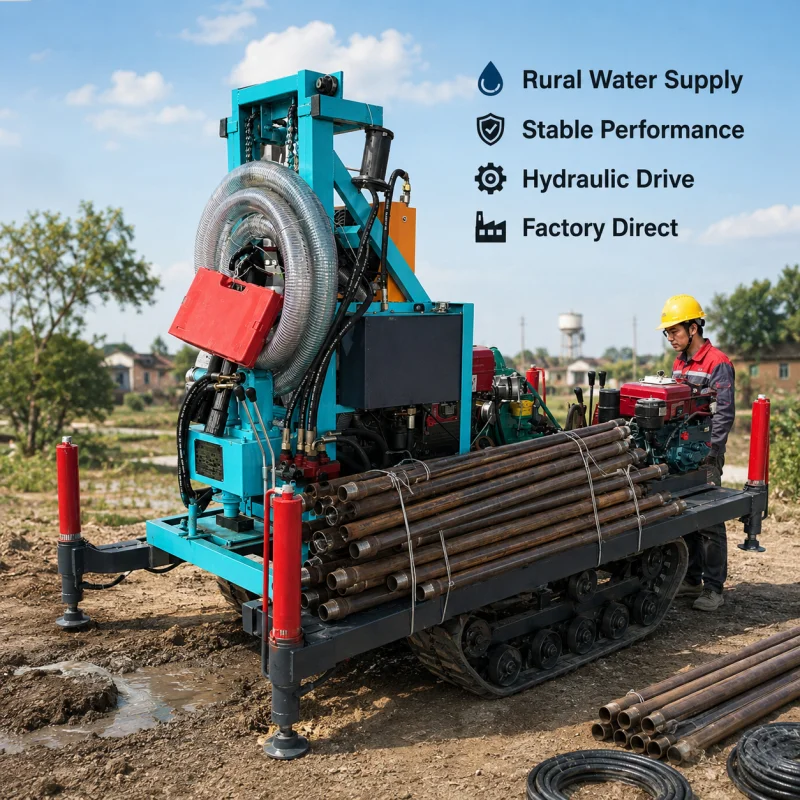 Home Yard Crawler Borehole Drilling Machine High Performance Water Well Drilling Rig Certified Manufacturer Wholesale