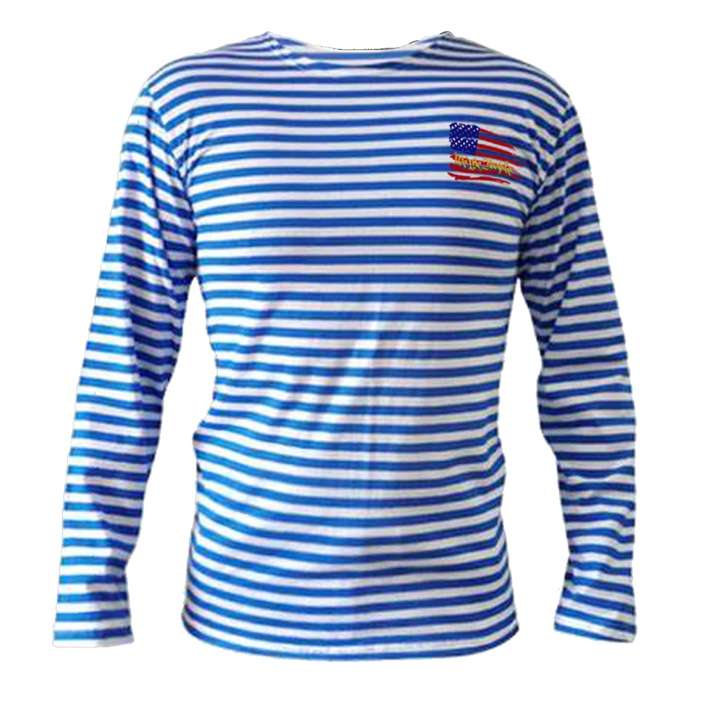 We The People. 2nd Amendment USA Flag Stripes T-Shirt Polyeste Cotton Long Sleeve Mens Sailor's Striped Shirt Telnyashka Top