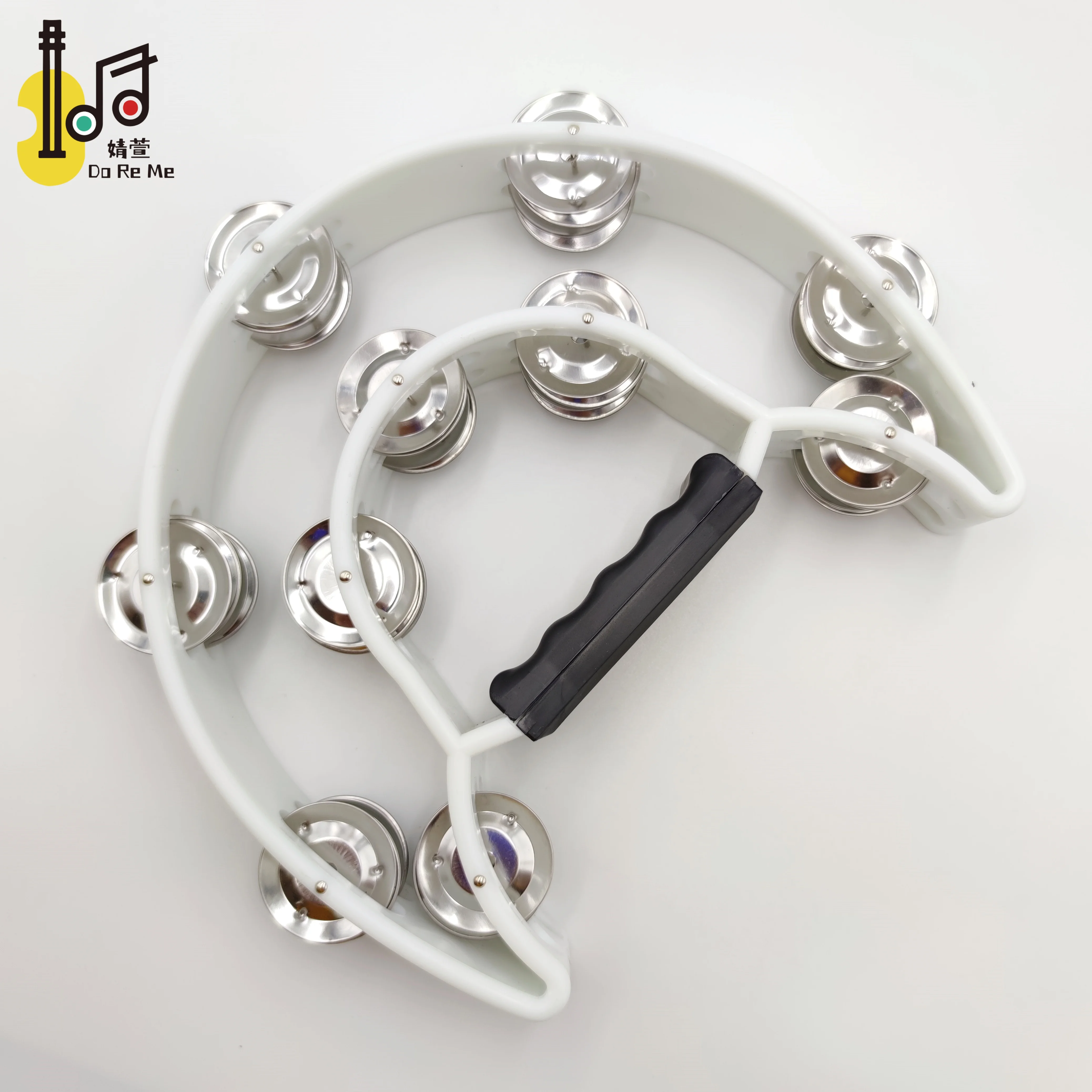 Top Sale White Color Two Power Plastic Tambourine Musical Instruments Toy