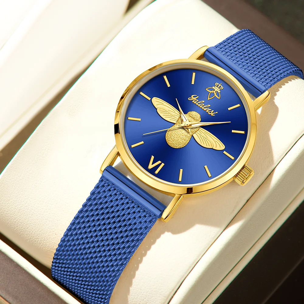 YaLaLuSi Minimalist Quartz Couple’s Watches with 3D Bee Relief Design for Men and Women Relojes De Mujeres