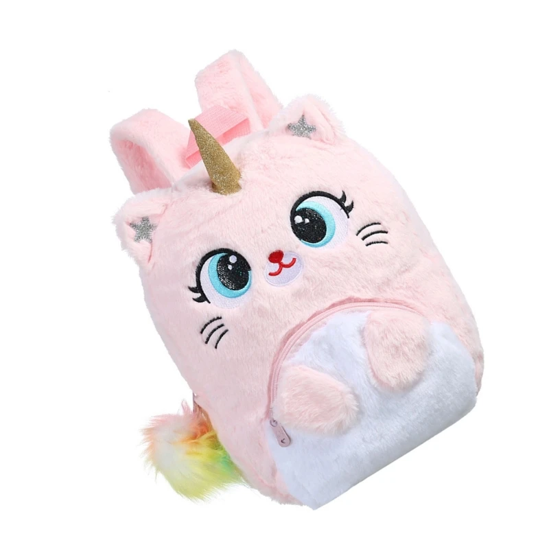 Big Eyes Plush Backpack for Kids Cartoon School Bag Colorful Dyeing Shoulders Bag for Girl Gift Preschool Daily Use