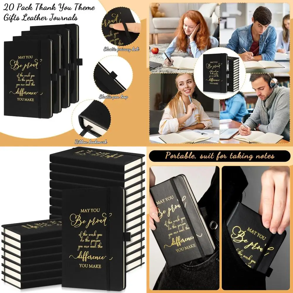 

Массовые кожаные журналы на Рождество из 20 предметов: черные вдохновляющие тетради формата А5 для оценки команды и персонала