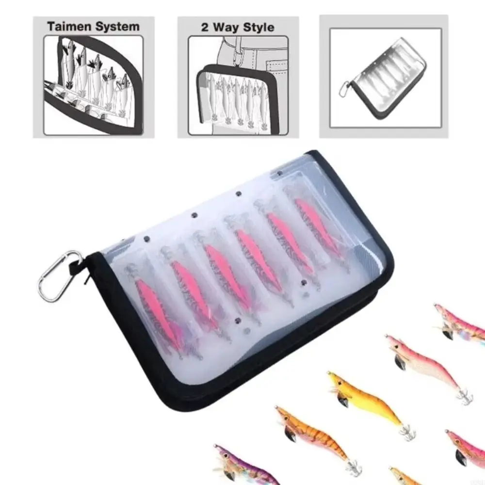 Waterproof Squid Jig Storage Box Hook Protective Cover Storage Wallet Hard Lure Bag Transparent 12 Grids Lure Storage Case