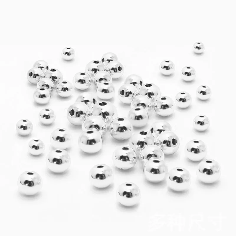 2-12mm 925 Sterling Silver Round bead for Jewelry Making Finding Loose Spacer Beads Accessories Bracelets Jewelry Components DIY