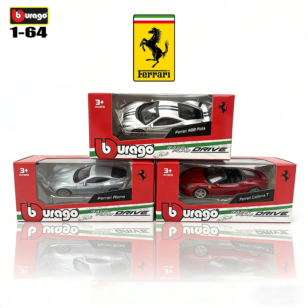 

Коллекционная модель автомобиля Bburago 1:64 Ferrari California T 488 PISTA ROMA, литая под давлением, из сплава, роскошная, игрушка, подарок