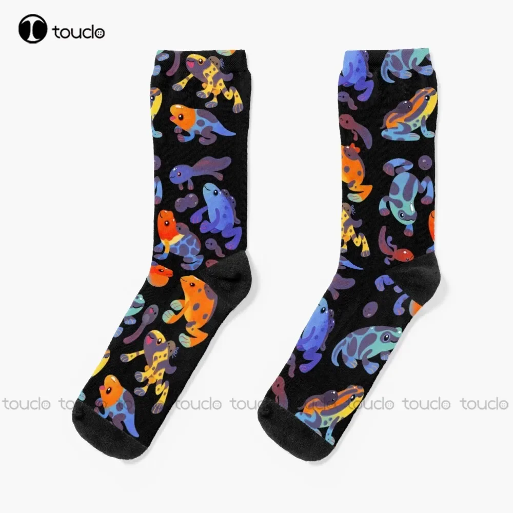 Poison Dart Frogs - Dark Socks Skeleton Socks Cartoon Comfortable Best Girls Sports Street Skateboard Socks 360° Digital Print