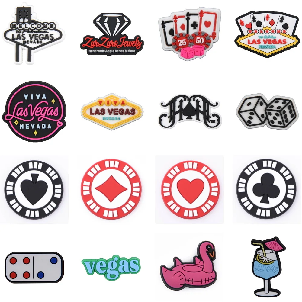 1pcs Card Games Porker Dice Chip Shoe Decoration Swimming Circle Shoes Charms Diamond  Clog Charm For Adult Teens Boy Girl Gifts