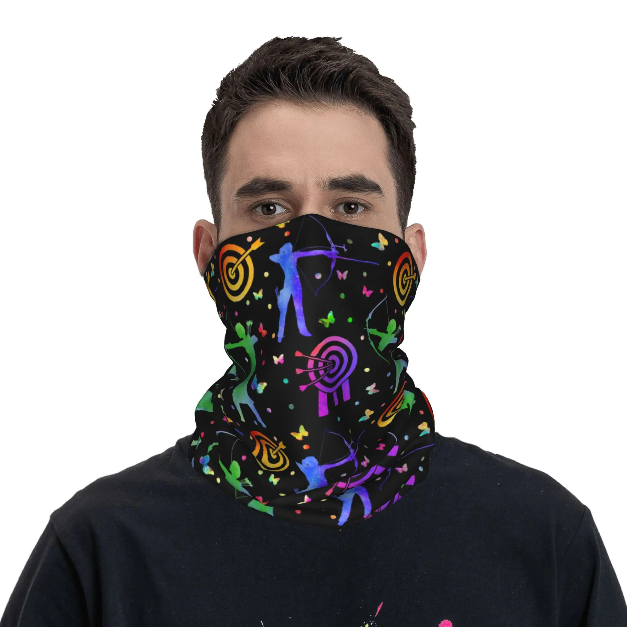 

Butterfly Watercolor Archery Target Bullseye Bandana Neck Gaiter Printed Face Scarf Cycling Scarf Running Unisex Breathable