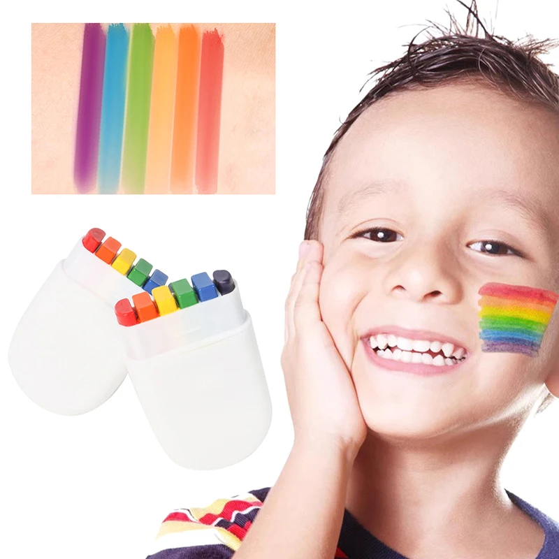 6 Colours Water-Soluble Rainbow Palette Children's Face Body Paint, Halloween Stage Makeup Body Paint Pigments Face Makeup