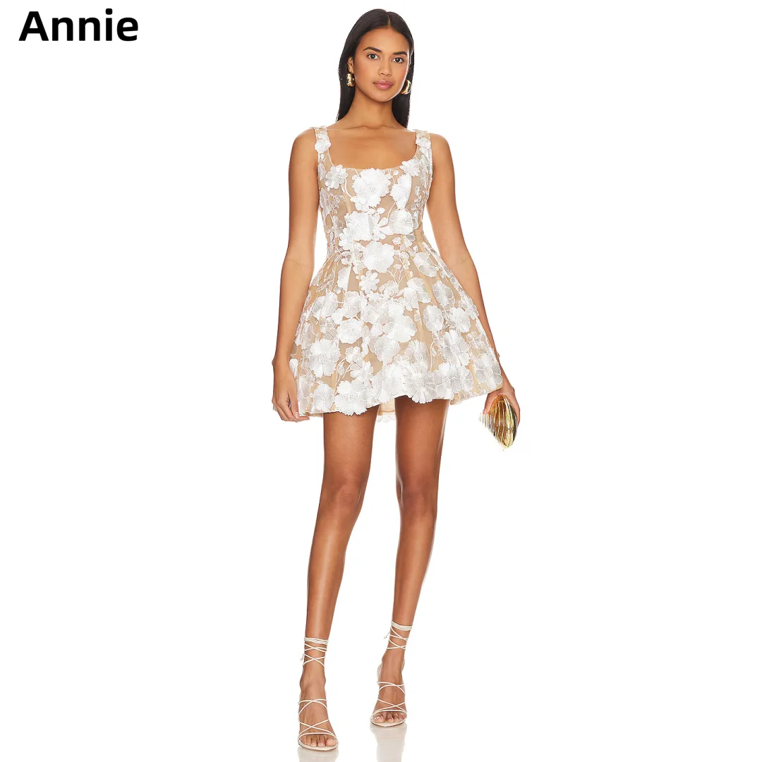 

Annie Fairy Embroidery Prom Dresses Tulle Floral Mini Short Wedding Dress Coming Of Age Ceremony Robes De Soirée Customized 2025