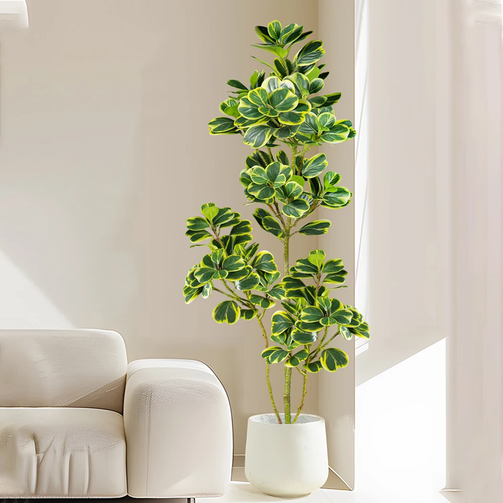 76cm/115cm Artificial Ficus Tree Fake Tropical Plants Plastic Rubber Branch Green Heart-Leaves for Home Garden Outdoor Decor