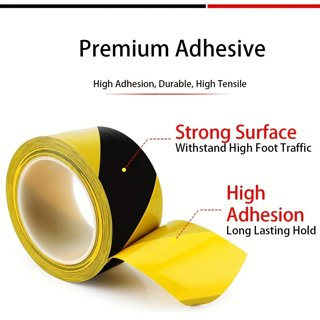 Hazard Warning Safety Stripe Tape Black & Yellow Ideal For Hazard Caution Warning Social Distance Warehouse Gym Floor