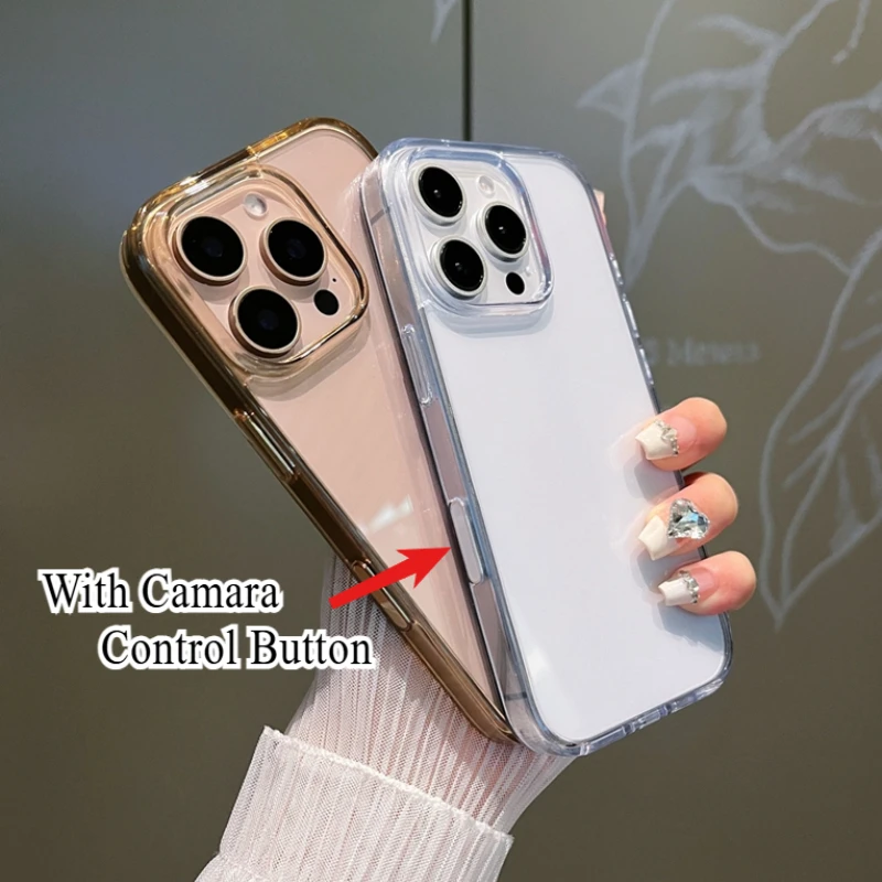 HOCE With Camera Control Button Transparent Phone Case For iPhone 16 Pro Max 16 Plus Thicken HD Clear Shockproof Hard Cover