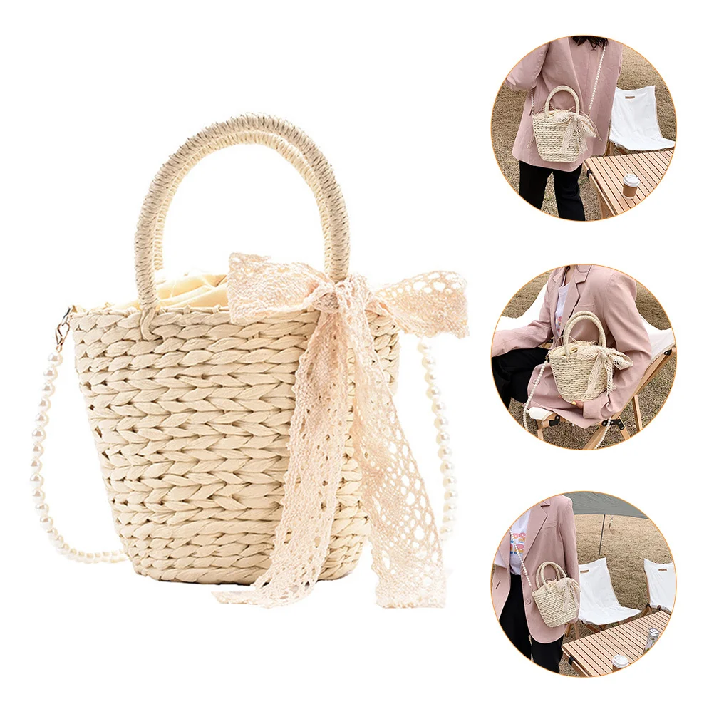 

1Pcs Straw Woven Bag Durable Woman Shoulder Bag Practical Storage Crossbody Beach Summer Travel Handbag Travel Handbag
