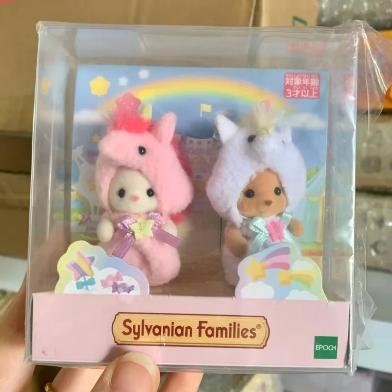 Original sylvanian famílias anime figuras conjunto de natal robô unicórnio ataque brinquedo vestir festa boneca festivais limitado presente de natal