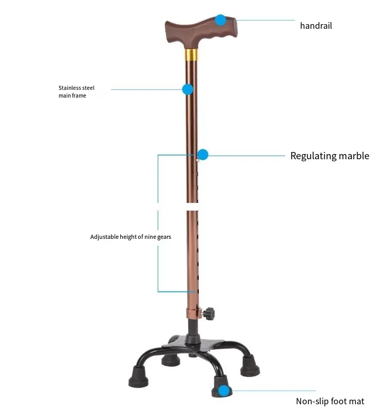 

Safebond Four-Claw Aluminum Alloy Steel Telescopic Walking Stick Adjustable Elderly Crutch Safe Hiking Cane For Seniors