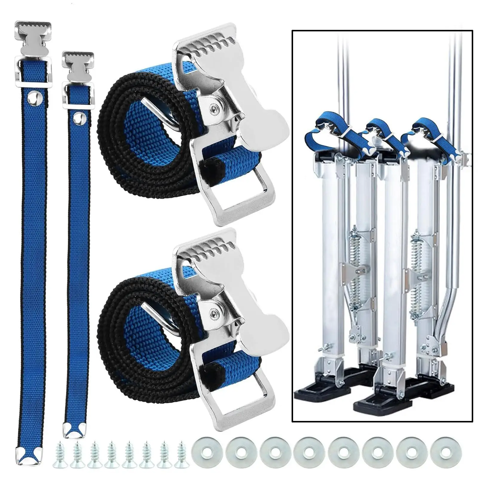 Versatile Drywall Stilts Replacement Straps Adjustable Nylon with Stainless Fasteners for Remodeling and Tall Surface Painting